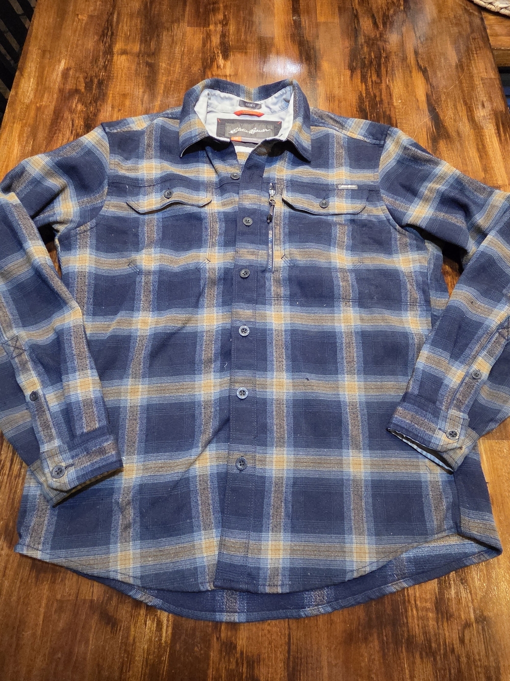 Eddie Bauer Shirt Jacket Mens L Mountain Ops Plaid Workwear Shacket Gorpcore